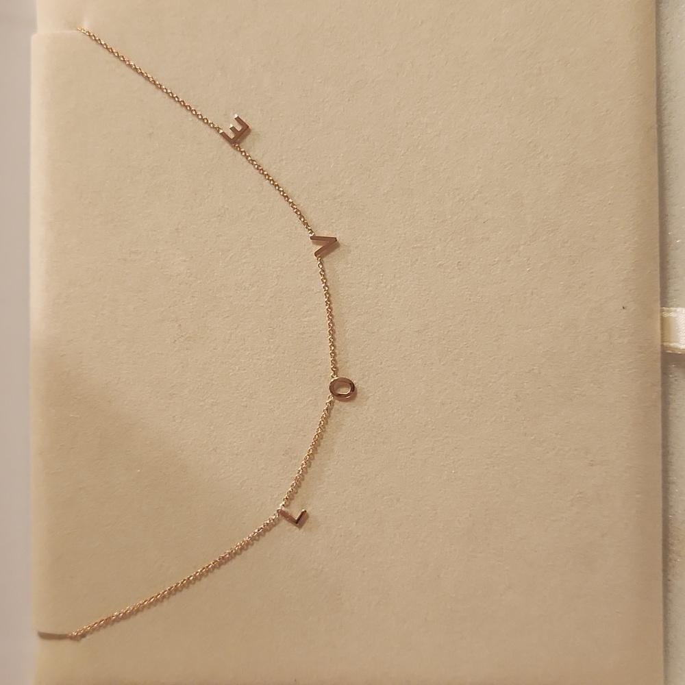 BYCHARI 14 K Rose Gold "Love" Letter Necklace